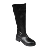 YAZKIŞ Kadın Siyah kahverengi Rugan Arkası Lastlikli 6cm Kalın Topuklu Çizme thumbnail 5