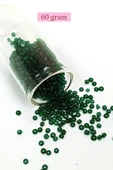 LitaeTrend Dökme Cam Kum Boncuk (8/0) 3 mm - 60 Gram - Şeffaf Koyu Yeşil - BNC196 thumbnail 1