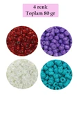 LitaeTrend Dökme Cam Kum Boncuk Büyük Boy (6/0) 4 mm - 4 Renk - Toplam 80 Gram - BNC409 thumbnail 1
