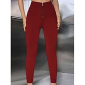 Lucky Life Kadın Yüksek Belli önden Fermuar Ve Nervur Detaylı Dalgıç Tayt thumbnail 3