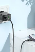 Hoco. CS23A Sunlight 30W 1 Adet Type-C ve 1 Adet USB 3.0 QC Çıkışlı PD Hızlı Şarj Aleti - Siyah thumbnail 5