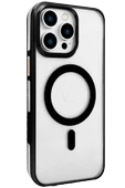 iPhone 15 Pro Gleam PC Sert Magsafe Kılıf - Şeffaf-Siyah thumbnail 5