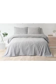 Modern Twist 3 Parça Çift Kişilik Battaniye Seti Kutulu 220x240 Açık Gri thumbnail 2