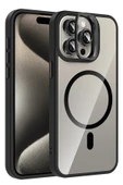 Apple iPhone 15 Pro Max Remim Lensli Magsafe Standlı Kapak - Siyah thumbnail 4