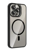 Apple iPhone 15 Pro Max Remim Lensli Magsafe Standlı Kapak - Siyah thumbnail 2