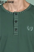 Gd Goldoremi Erkek Düğmeli Yaka Şerit Detaylı Düğmeli Yaka Uzun Kollu Pijama Takım thumbnail 3