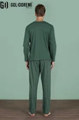 Gd Goldoremi Erkek Düğmeli Yaka Şerit Detaylı Düğmeli Yaka Uzun Kollu Pijama Takım thumbnail 4