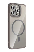 Apple iPhone 14 Pro Max Remim Lensli Magsafe Standlı Kapak - Titan Gri thumbnail 5