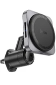 Hoco. HW15 Izgara Klipsli 15W Kablosuz Şarjlı Manyetik Magsafe Araç Tutucu - Siyah thumbnail 6