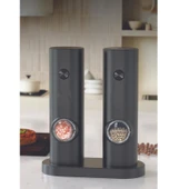 Pilli Karabiber & Tuz Değirmeni 2'li Set – Standlı, LED Işıklı, Ayarlanabilir Öğütme Mekanizmalı thumbnail 1