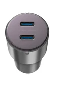 AluDrive D60 66W 2 Adet 33W Type-C Çıkışlı Alüminyum Araç İçi Şarj Aleti - Koyu Gri thumbnail 3