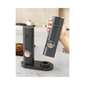 Pilli Karabiber & Tuz Değirmeni 2'li Set – Standlı, LED Işıklı, Ayarlanabilir Öğütme Mekanizmalı thumbnail 2