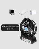 CEYLAN ADAM Mini USB Fan – Şarj Edilebilir, Işıklı, 3 Kademe, Taşınabilir Masaüstü Vantilatör thumbnail 2