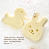 Bebek Banyo Bakım Seti / 3 Adet Tahriş Karşıtı Sünger - 1 Adet Bebek Banyo Küvet Filesi thumbnail 4