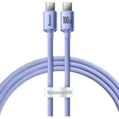 Crystal Shine 100W 120 cm Pd Type-C Şarj Kablosu Mor thumbnail 1