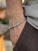 HERİF Aksesuar Erkek Kral (Byzantine) Zincir 22cm (18+4) Ayarlanabilir Çelik Bileklik thumbnail 1