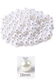 LitaeTrend 250 gram 16mm Beyaz Renk Plastik İnci Boncuk Çanta ve Takı Yapım Boncuğu (~85 adet) thumbnail 2