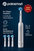 PBS-903 Pilli Diş Fırçası – 3+1 Başlık – IPX5 – Orta Sertlik-İki Yönlü Hareket-Yuvarlak Başlık thumbnail 2