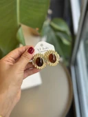 LitaeTrend Taşlı Küpe - Kahverengi thumbnail 1