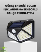 CEYLAN ADAM 100 LED Solar Lamba Hareket Algılamalı Bahçe Duvar Dış Mekan Aydınlatma thumbnail 1