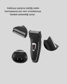 CEYLAN ADAM Şarjlı Kablosuz Tıraş Makinesi Çift Başlık Kuru Tıraş Ergonomik Taşınabilir thumbnail 5