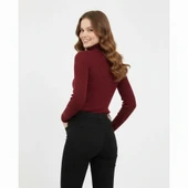 Kadın Tam Boğazlı Fitilli Likrali Koşkorse Badi - Bordo thumbnail 4