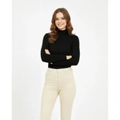 Kadın Tam Boğazlı Fitilli Likrali Koşkorse Badi - Siyah thumbnail 2