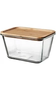365+ 1,8 Lt Bambu 21x15x12 Cm Vakumlu Dikdörtgen Bambu Kapaklı Saklama Kabı Cam - Bambu thumbnail 1