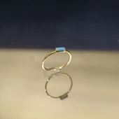 Gümüş Firuze(Turquaz) Baget Tek Taş Yüzük-Minimal Eklem Yüzügü thumbnail 1