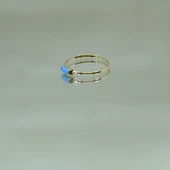 Gümüş Firuze(Turquaz) Baget Tek Taş Yüzük-Minimal Eklem Yüzügü thumbnail 3