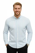 DeepSEA Erkek Çizgili Gofre Kumaş Dar Kesim Gömlek – Şık, Modern ve Rahat Gömlek 2501317 thumbnail 1