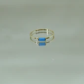 Gümüş Firuze(Turquaz) Baget Tek Taş Yüzük-Minimal Eklem Yüzügü thumbnail 4