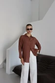 Tek cepli müslin gömlek kahve pt thumbnail 4