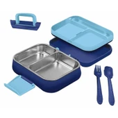 beslenme kabı çelik sefer tası - yemek termosu saklama kabı 1030ml.2 bölmeli kulplu thumbnail 1