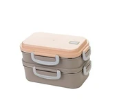 beslenme kabı çelik sefer tası - yemek termosu saklama kabı 2 katlı 400+450=850ml. thumbnail 2