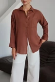 Tek cepli müslin gömlek kahve pt thumbnail 1