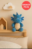 Mavi Ejderha Peluş Oyuncak – Yumuşak Dolgulu Sevimli Peluş Ejderha 28 cm Çocuk Oyuncak thumbnail 3