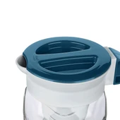 Kapaklı sügeçli cam detox su şişesi 1500 ml.cam sürahi lacivert thumbnail 4