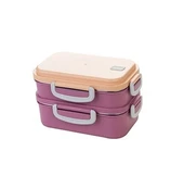 beslenme kabı çelik sefer tası - yemek termosu saklama kabı 2 katlı 400+450=850ml. thumbnail 2