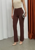 Düğmeli Palazzo Pantolon Kahve P170091 thumbnail 1