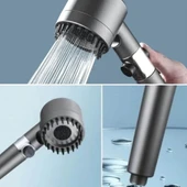 3 Kademeli Turbo Basınçlı Masaj Başlıklı Silikon Fırçalı Duş Başlığı – Yüksek Basınçlı Su Tasarruflu Duş Başlığı (5314) thumbnail 2