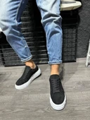 Knack Yüksek Taban Günlük Süet Ayakkabı 144 Siyah (beyaz Taban) Erkek Günlük Ayakkabı thumbnail 2