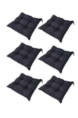 TicaretJet 6' Li Takım Pofidik Kare Siyah Sandalye Minderi 40x40cm thumbnail 1