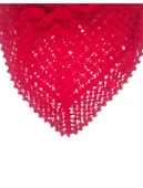 Örgü Desenli Üçgen Kırmızı Püsküllü Omuz Şalı thumbnail 4