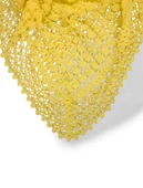 Örgü Desenli Üçgen Sarı Püsküllü Omuz Şalı thumbnail 4