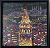 İstanbul Galata Manzaralı Orijinal Tablo Çerçeveli thumbnail 1