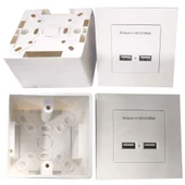 USB Priz duvar tipi kasalı usb priz sıva üstü 5v 2A Çift usb'li priz thumbnail 4