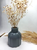 İnce Çizgili Vazo - Modern & Minimal Dekoratif Obje, Salon ve Ofis Çiçeklik,Gri Obje thumbnail 4