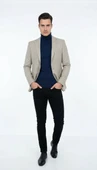 Ekoseli Slim Fit Erkek Blazer Ceket – Şık Modern Tasarım, Tek Düğmeli thumbnail 8