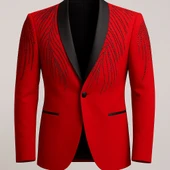 Erkek Siyah Taş Detaylı Saten Yaka Blazer Ceket – Özel Tasarım Şık Damatlık & Gece Kombini thumbnail 5